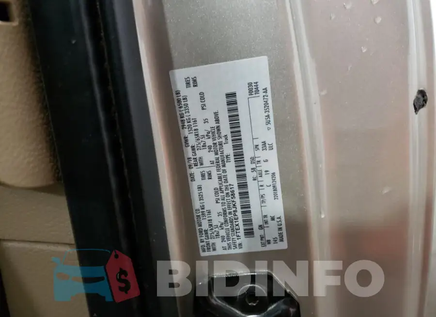 1FTEX1EP8JKF58617 Photo# 12