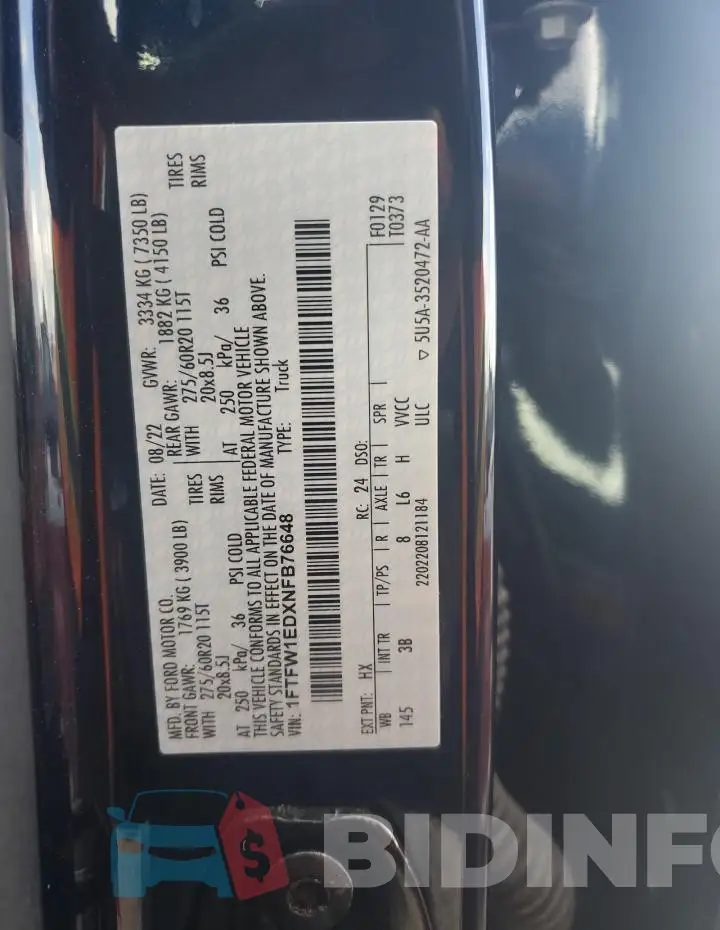 1FTFW1EDXNFB76648 Photo# 13