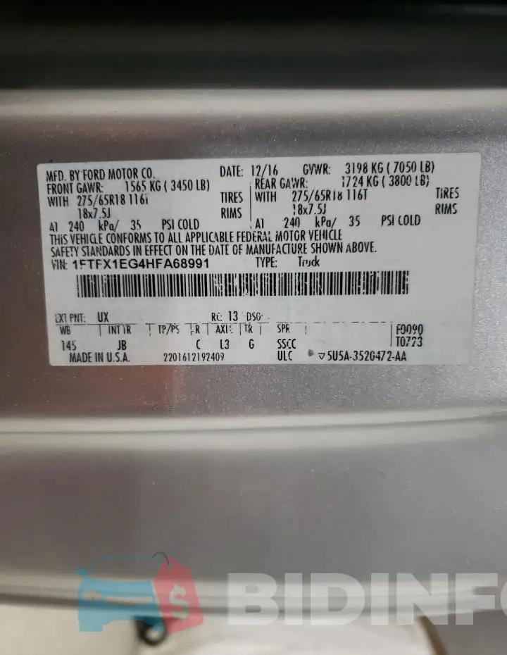 1FTFX1EG4HFA68991 Photo# 13