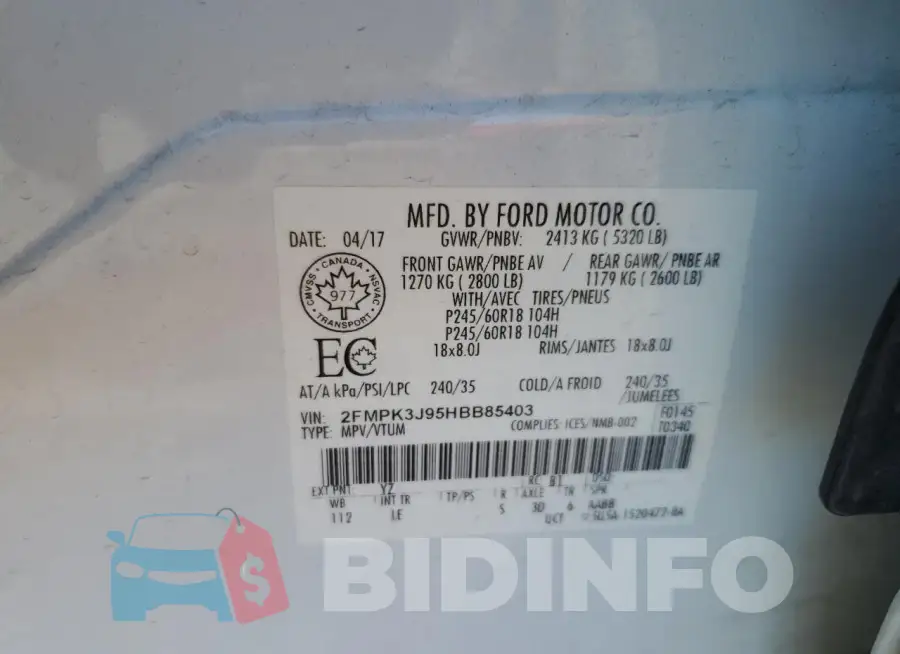 2FMPK3J95HBB85403 Photo# 13