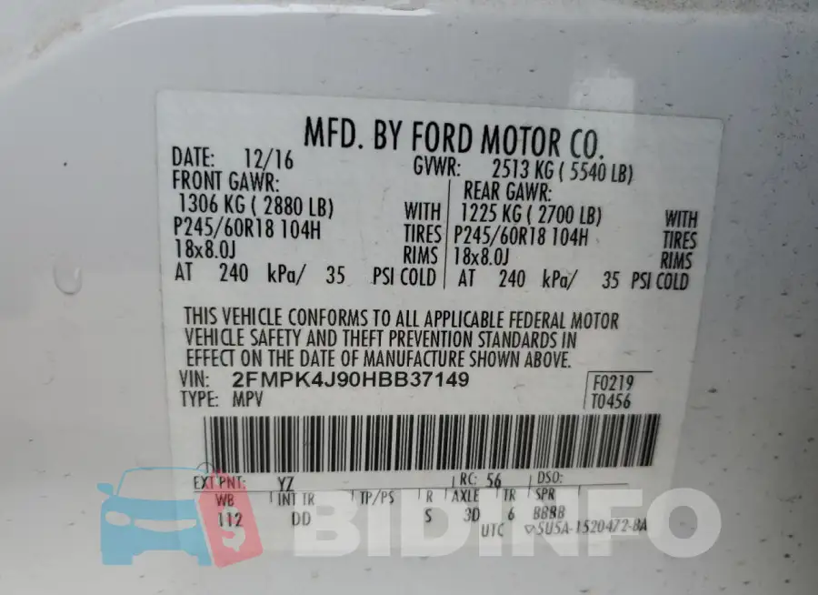 2FMPK4J90HBB37149 Photo# 13
