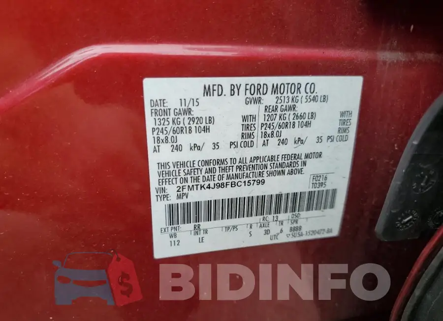 2FMTK4J98FBC15799 Photo# 13