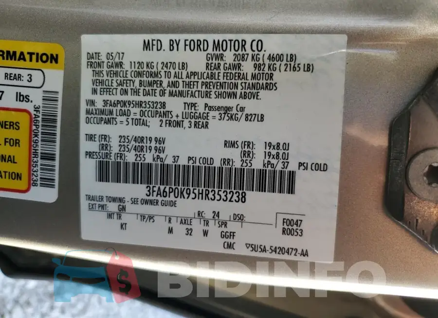 3FA6P0K95HR353238 Photo# 12