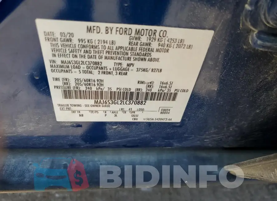 MAJ6S3GL2LC370882 Photo# 13