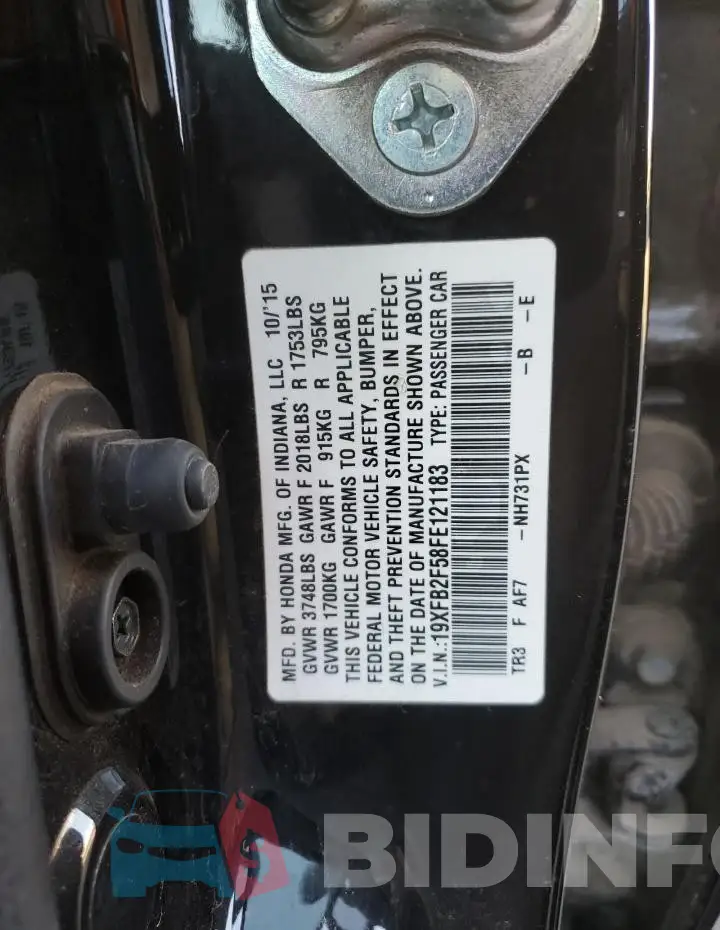 19XFB2F58FE121183 Photo# 12