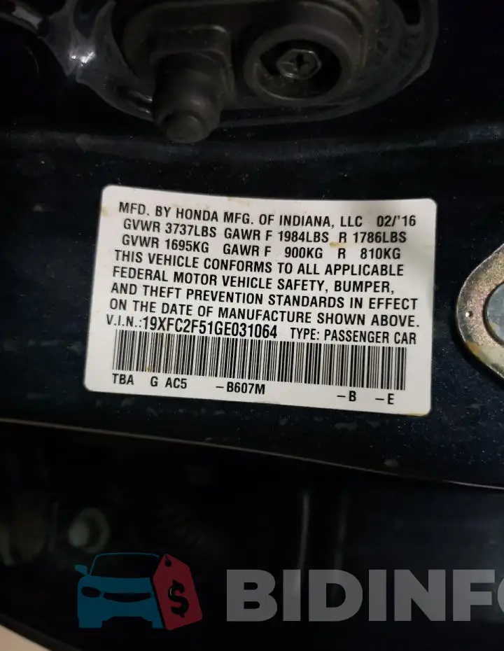 19XFC2F51GE031064 Photo# 12