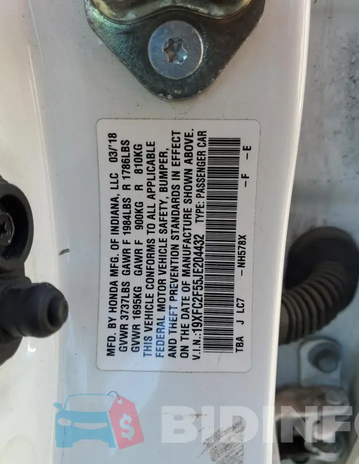 19XFC2F55JE204432 Photo# 12