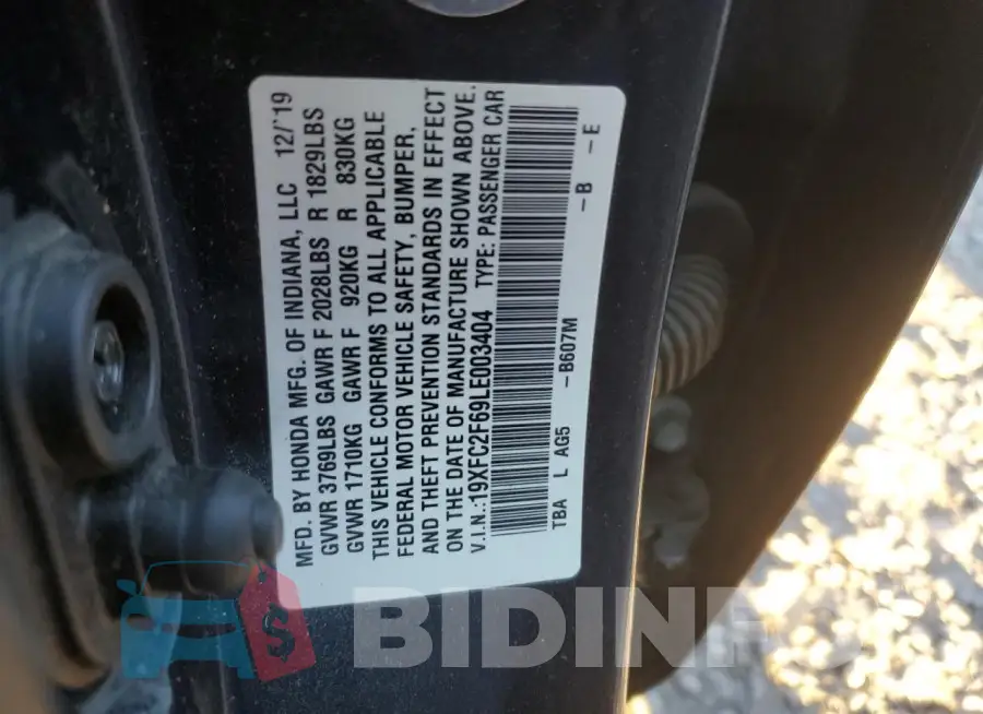 19XFC2F69LE003404 Photo# 12