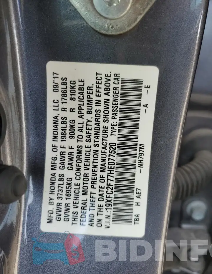 19XFC2F77HE077520 Photo# 12