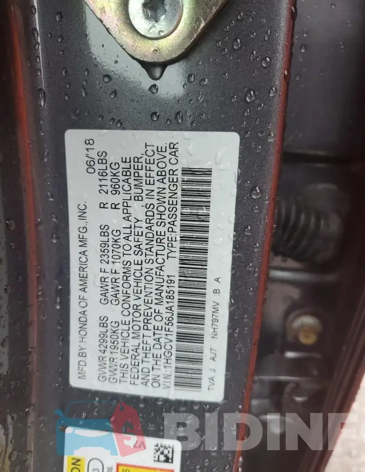 1HGCV1F56JA185191 Photo# 12
