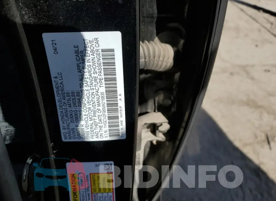 1HGCV2F96MA016835 Photo# 12