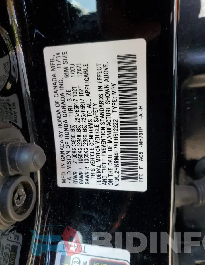 2HKRM4H78FH612222 Photo# 13