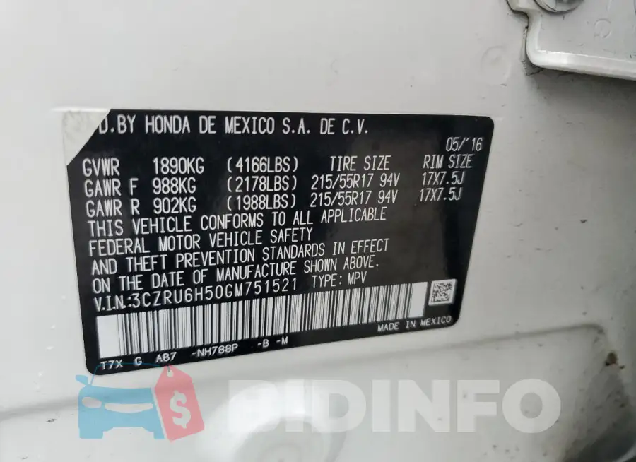 3CZRU6H50GM751521 Photo# 12