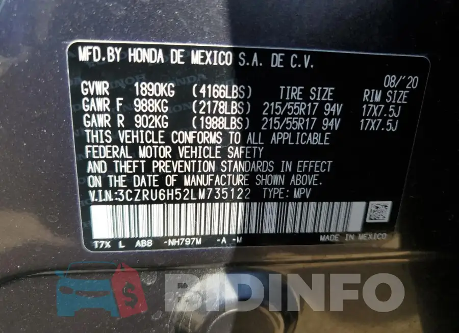 3CZRU6H52LM735122 Photo# 12