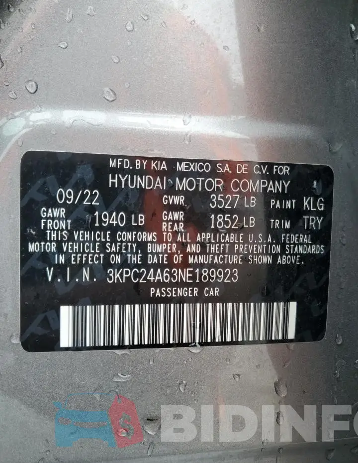 3KPC24A63NE189923 Photo# 13