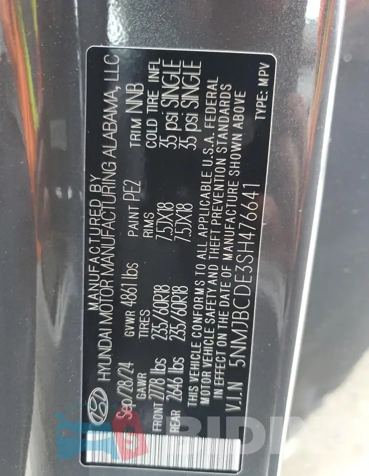 5NMJBCDE3SH476641 Photo# 13