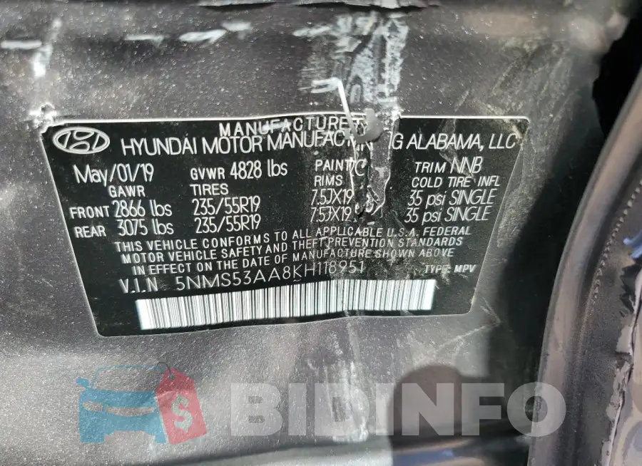 5NMS53AA8KH118951 Photo# 12