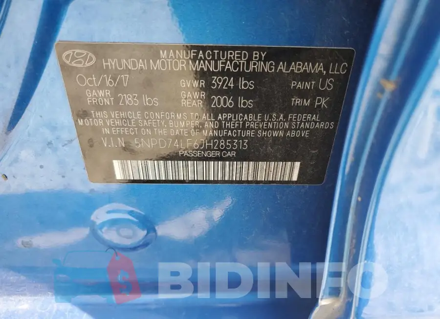 5NPD74LF6JH285313 Photo# 12