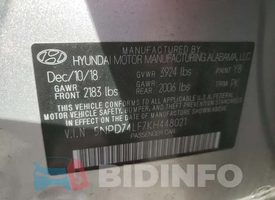 5NPD74LF7KH448021 Photo# 13