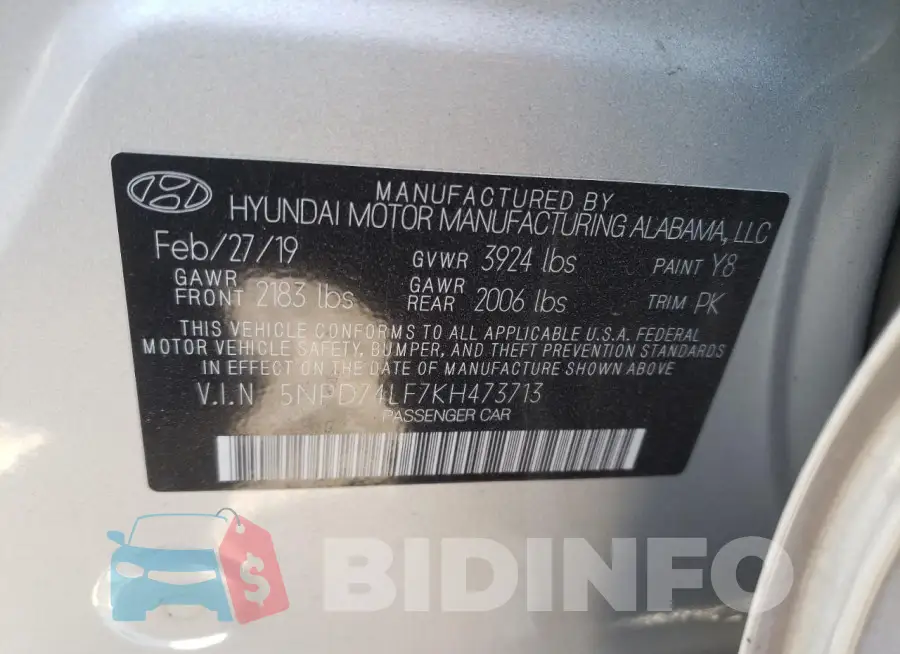 5NPD74LF7KH473713 Photo# 12