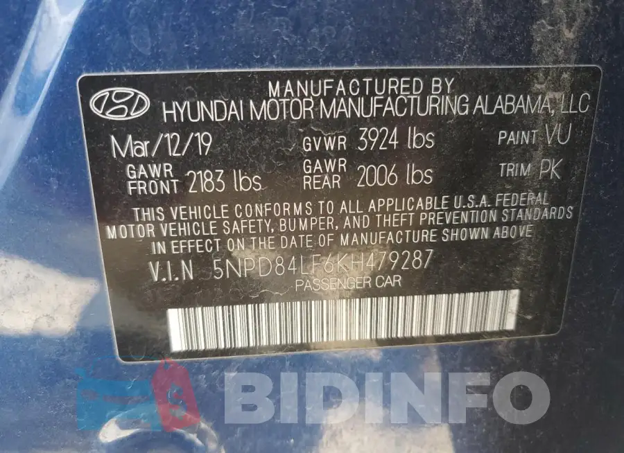 5NPD84LF6KH479287 Photo# 13