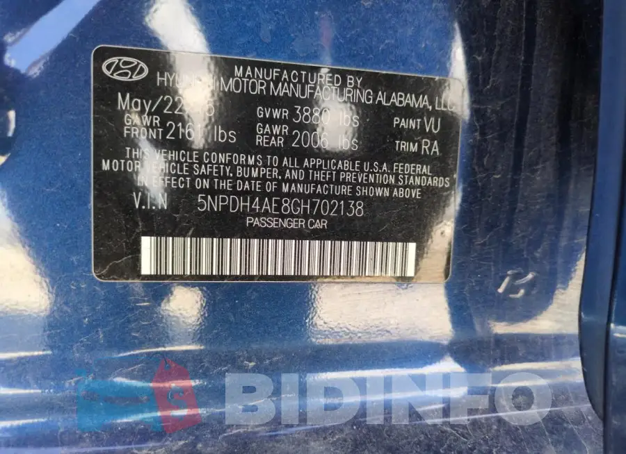 5NPDH4AE8GH702138 Photo# 13