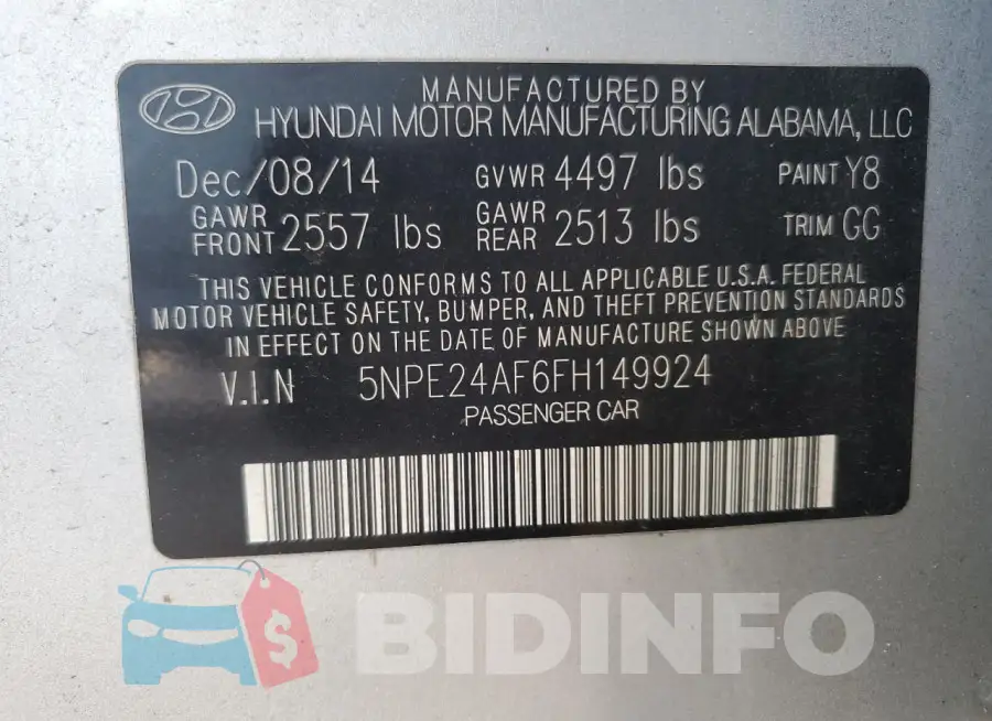 5NPE24AF6FH149924 Photo# 12