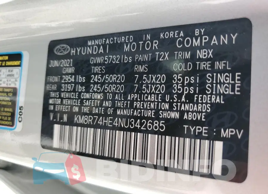 KM8R74HE4NU342685 Photo# 13