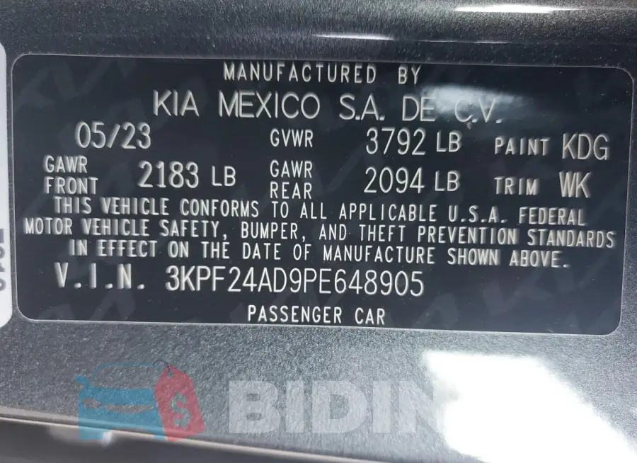 3KPF24AD9PE648905 Photo# 13