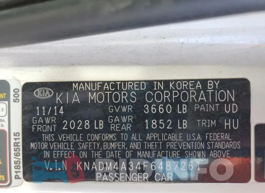 KNADM4A34F6487261 Photo# 12