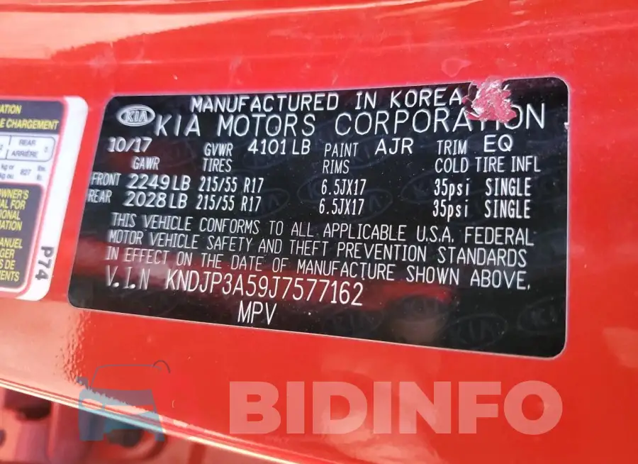 KNDJP3A59J7577162 Photo# 12