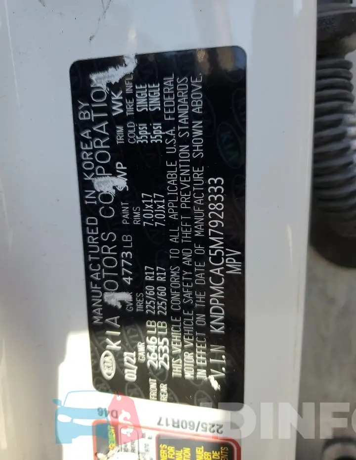 KNDPMCAC5M7928333 Photo# 13
