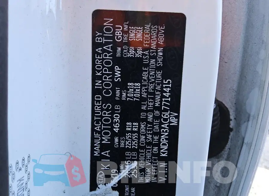 KNDPN3AC6L7714415 Photo# 13