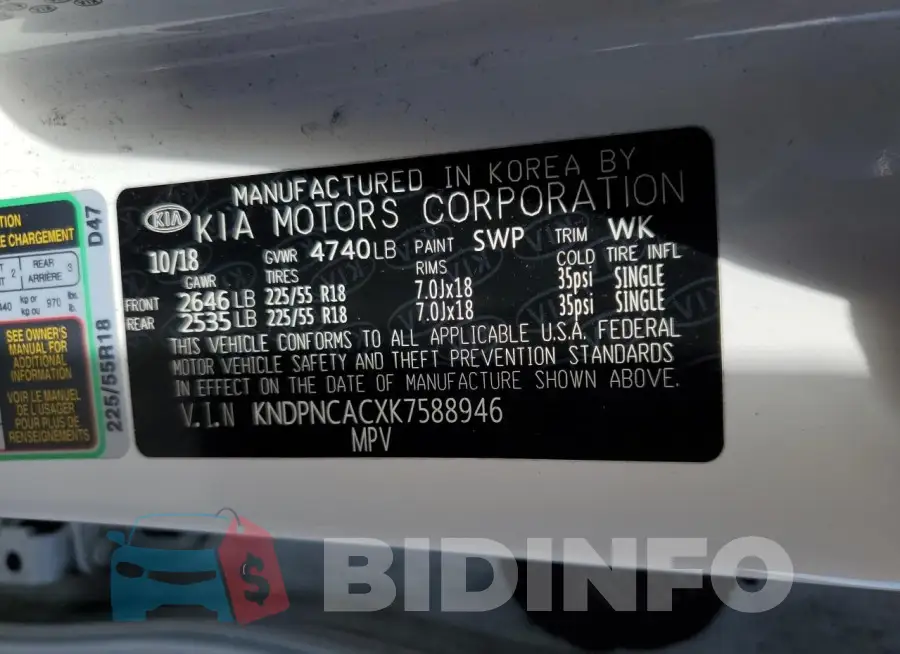 KNDPNCACXK7588946 Photo# 13
