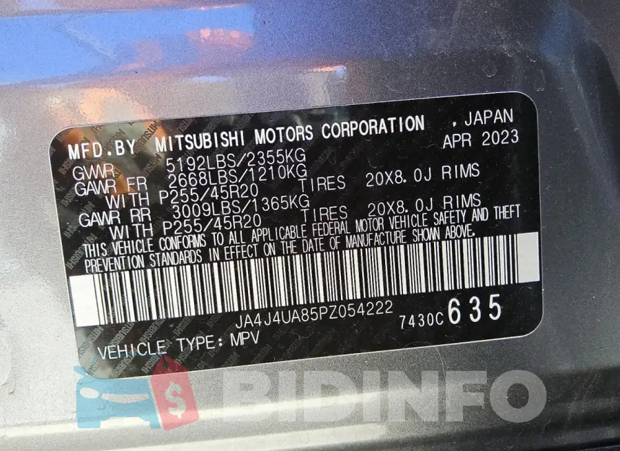 JA4J4UA85PZ054222 Photo# 13