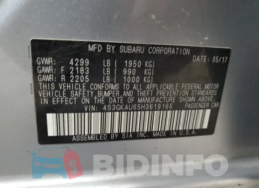 4S3GKAU65H3619166 Photo# 12