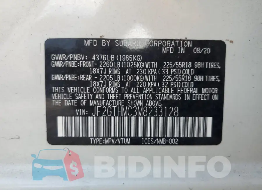 JF2GTHMC3M8233128 Photo# 13