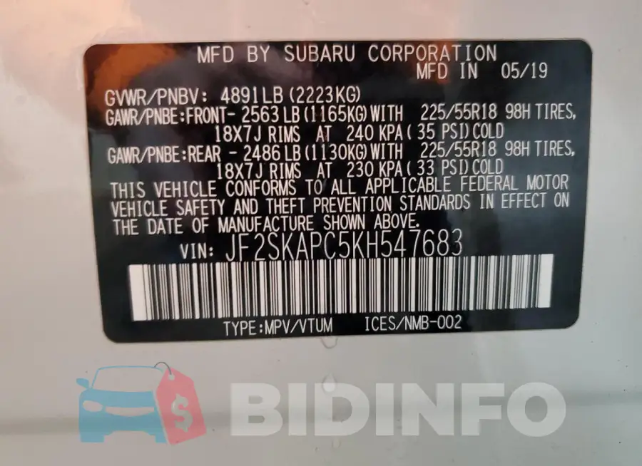 JF2SKAPC5KH547683 Photo# 12