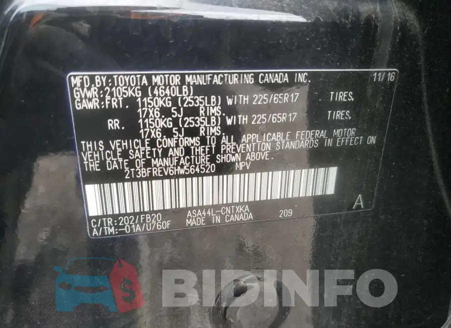 2T3BFREV6HW564520 Photo# 13
