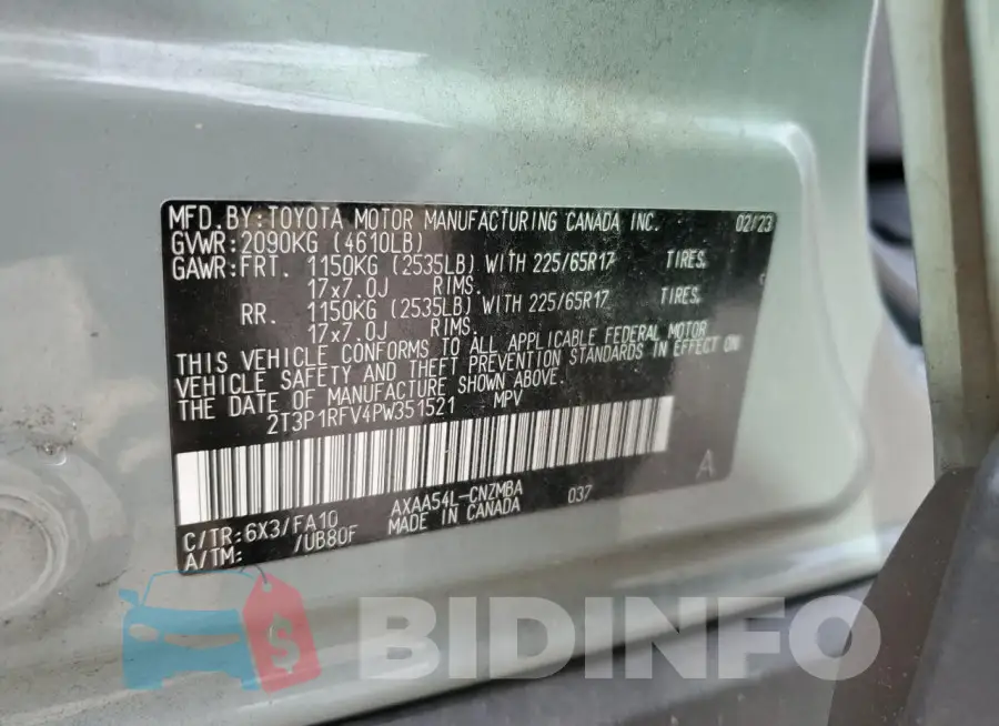 2T3P1RFV4PW351521 Photo# 14