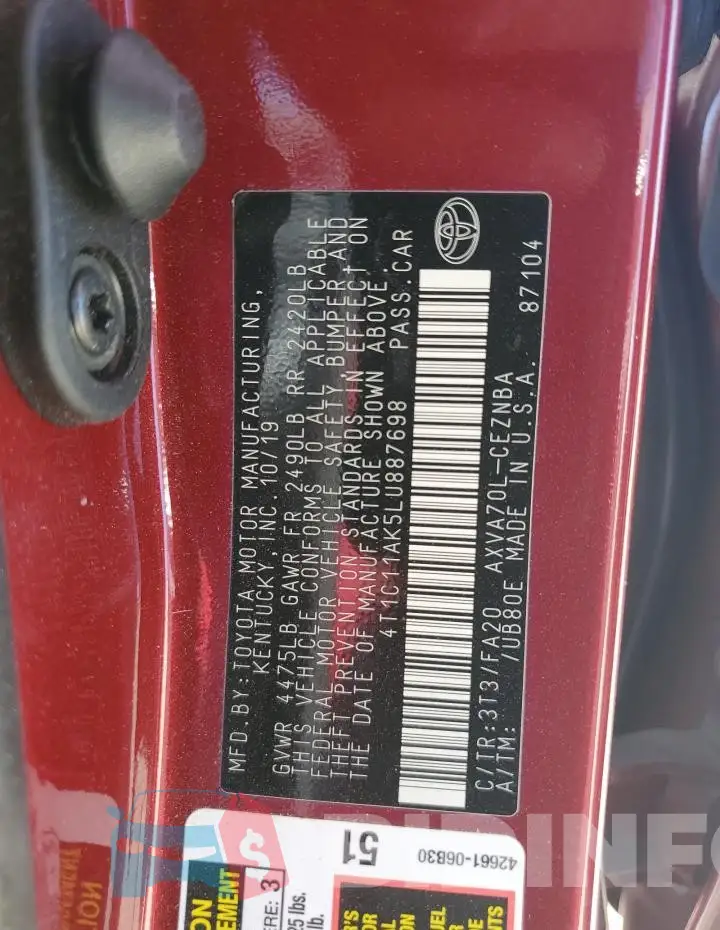 4T1C11AK5LU887698 Photo# 12