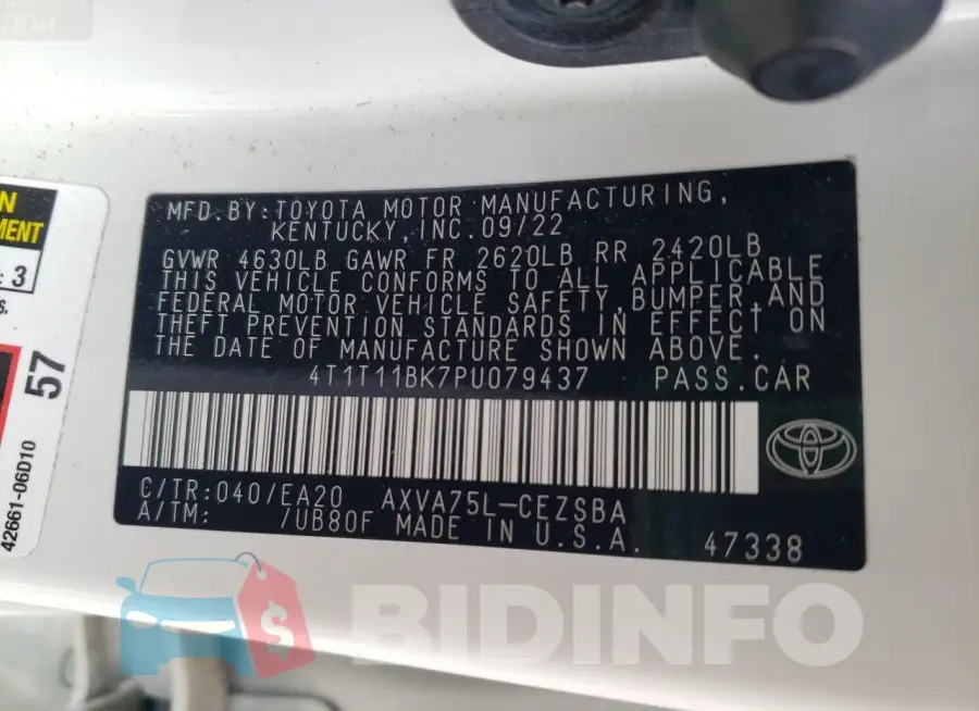 4T1T11BK7PU079437 Photo# 12