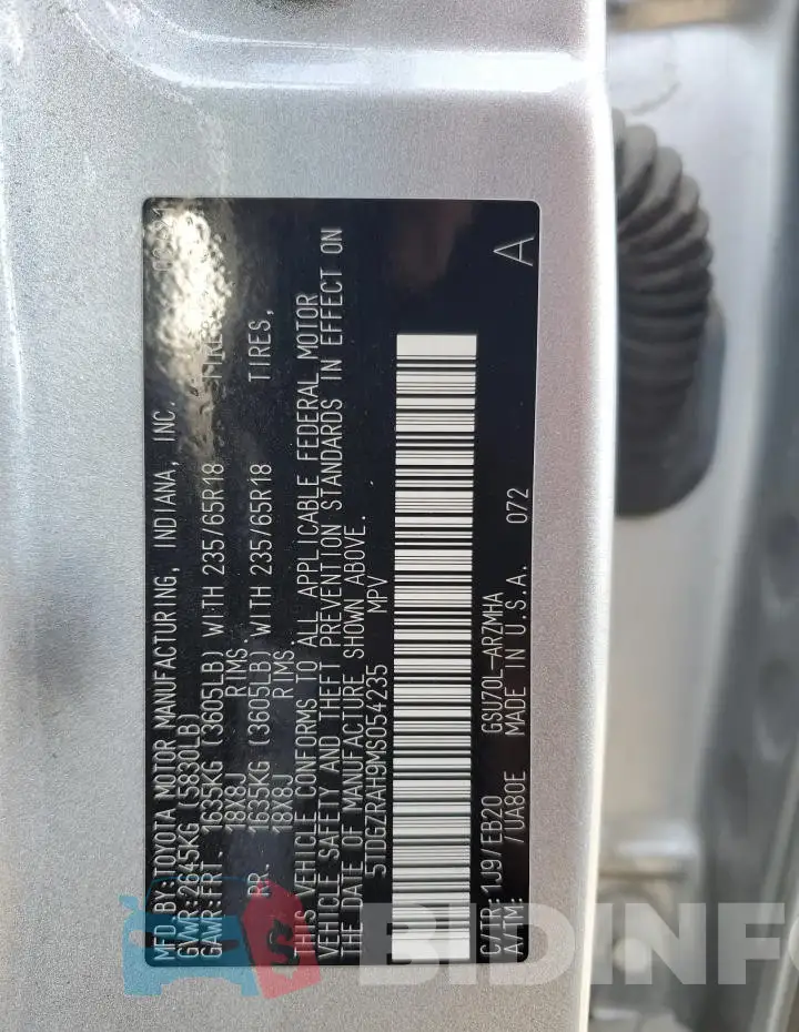 5TDGZRAH9MS054235 Photo# 13