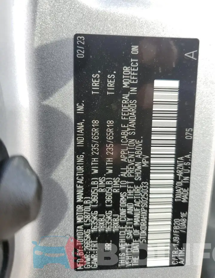5TDKDRAHXPS025033 Photo# 13