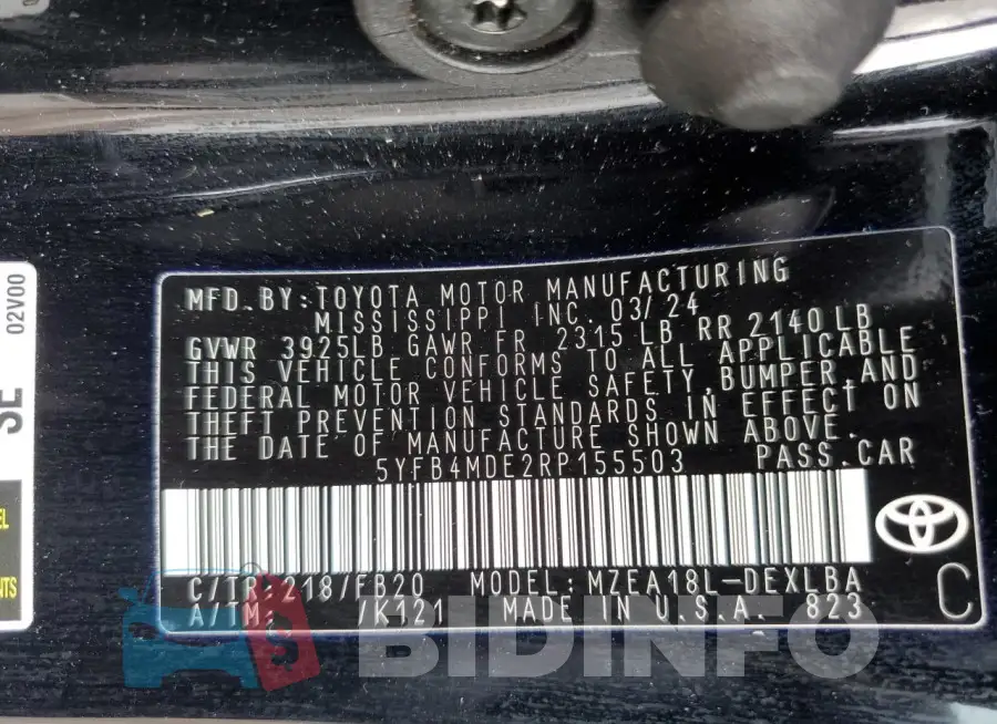 5YFB4MDE2RP155503 Photo# 12