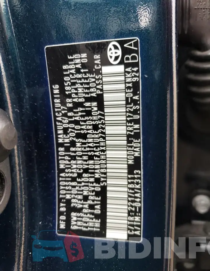 5YFBURHEXHP722577 Photo# 13