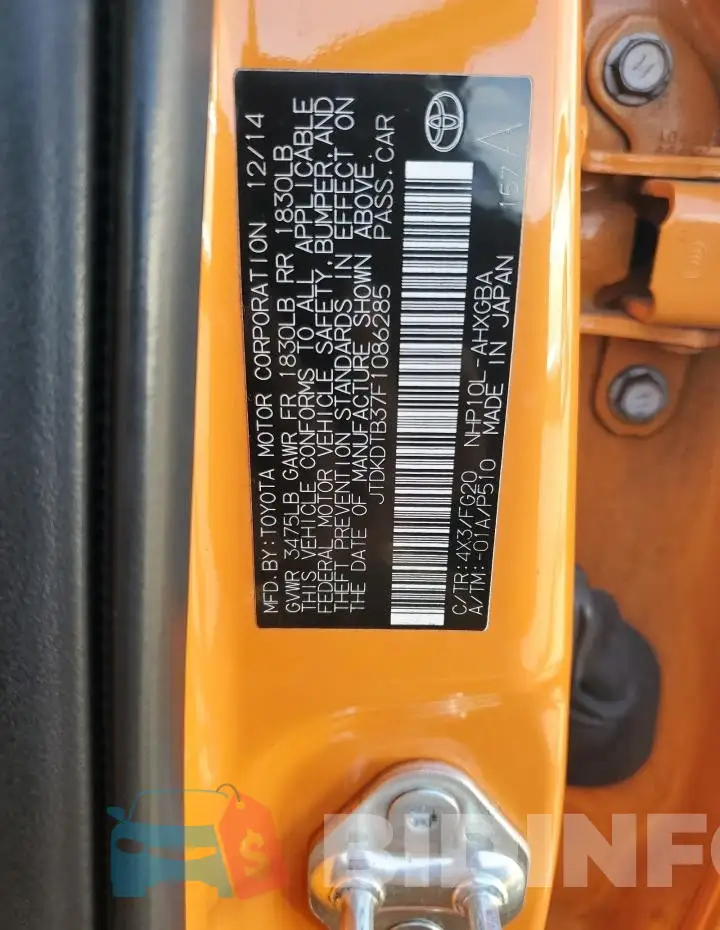 JTDKDTB37F1086285 Photo# 12