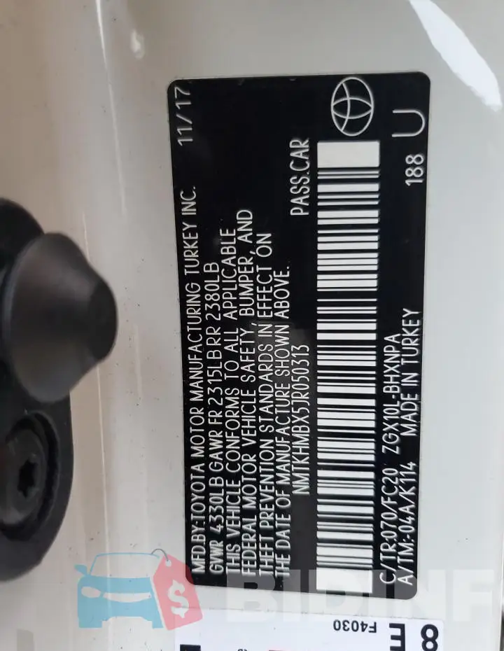 NMTKHMBX5JR050313 Photo# 14