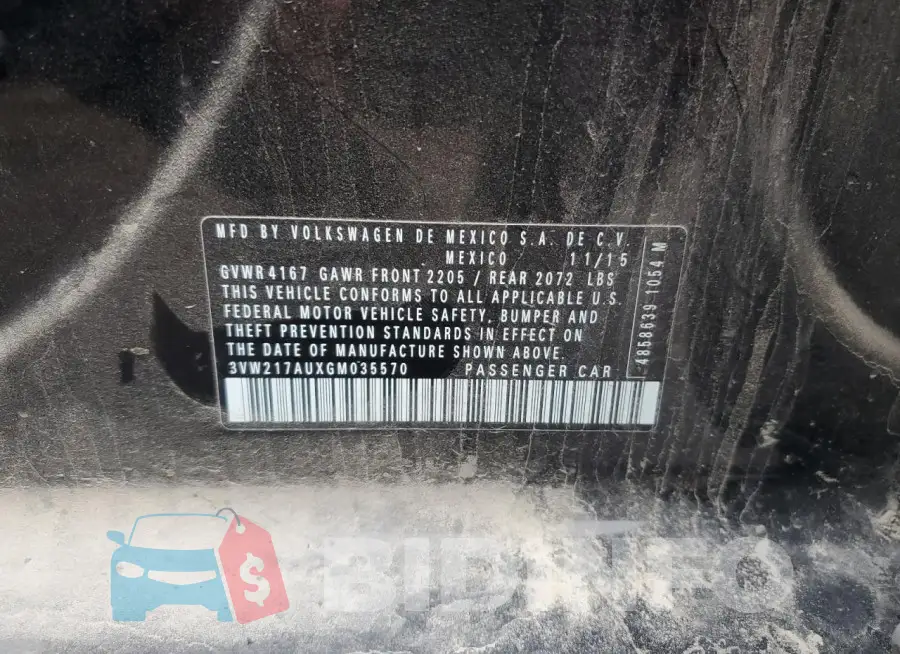 3VW217AUXGM035570 Photo# 13
