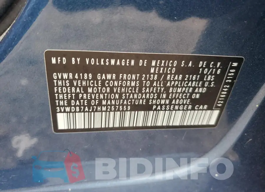 3VWDB7AJ7HM257559 Photo# 12